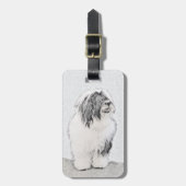 Bearded Collie Drawing - Cute Original Dog Art Bagagelabel (Voorkant verticaal)