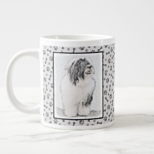 Bearded Collie Drawing - Cute Original Dog Art Extra Grote Beker