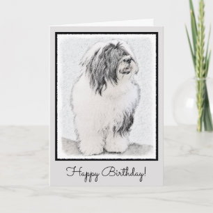 Bearded Collie Drawing - Cute Original Dog Art Kaart