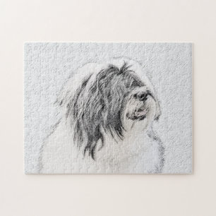 Bearded Collie Drawing - Cute Original Dog Art Legpuzzel