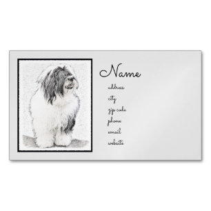 Bearded Collie Drawing - Cute Original Dog Art Magnetisch Visitekaartje