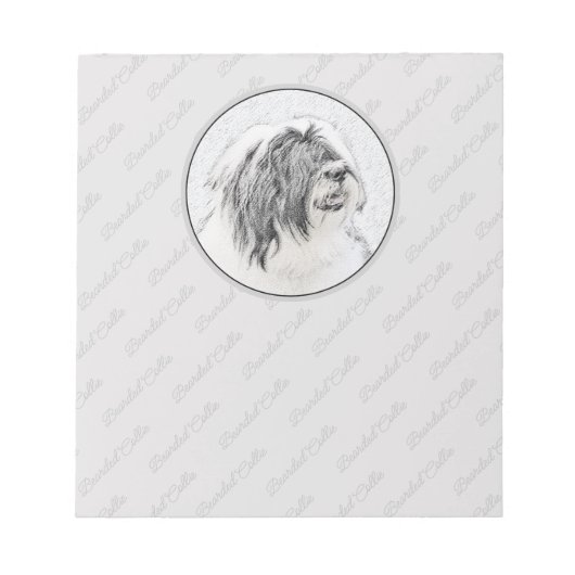 Bearded Collie Drawing - Cute Original Dog Art Notitieblok (Voorkant)