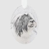 Bearded Collie Drawing - Cute Original Dog Art Ornament (voorkant)