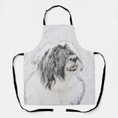 Bearded Collie Drawing - Cute Original Dog Art Schort (Voorkant)