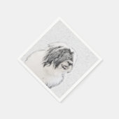 Bearded Collie Drawing - Cute Original Dog Art Servetten (Hoek)