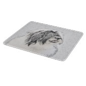 Bearded Collie Drawing - Cute Original Dog Art Snijplank (Hoek)