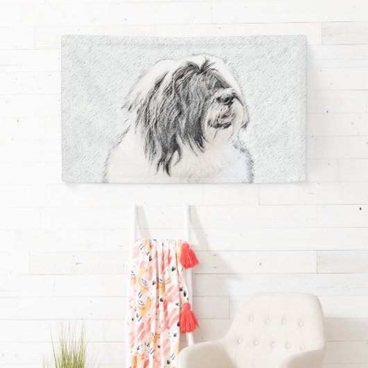 Bearded Collie Drawing - Cute Original Dog Art Spandoek (Insitu)