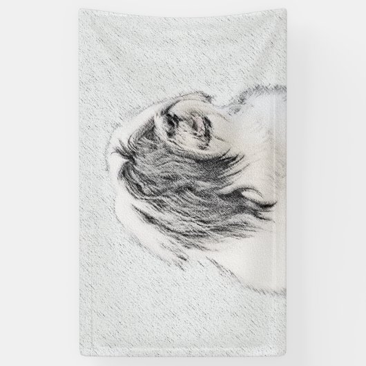 Bearded Collie Drawing - Cute Original Dog Art Spandoek (Verticaal)