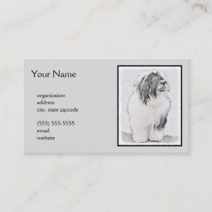 Bearded Collie Drawing - Cute Original Dog Art Visitekaartje