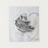 Bearded Collie Drawing - Cute Original Dog Art Wandkleed (Voorkant)