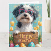 Bearded Collie Easter Eggs Kaart (Voorkant)