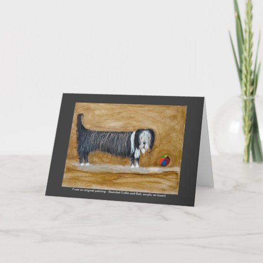 Bearded Collie en Ball Wenskaart Kaart (Voorkant)