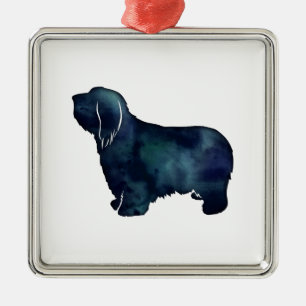Bearded Collie Hondenras Black Silhouette Metalen Ornament