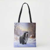 Bearded Collie Laat het sneeuwen Kerstmis Draagtas (Voorkant)