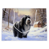 Bearded Collie Laat het sneeuwen Kerstmis Groot Cadeauzakje (Voorkant)