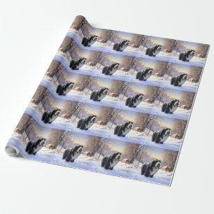 Bearded Collie Let It Snow Kerstmis Cadeaupapier
