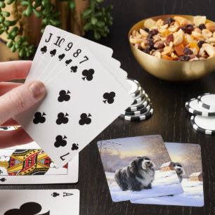 Bearded Collie Let It Snow Kerstmis Pokerkaarten