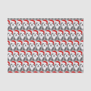 Bearded Collie met Santa Hat Kerstmis Patterned Tissuepapier