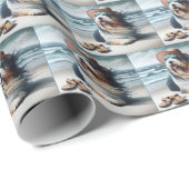 Bearded Collie Op de kust Cadeaupapier (Rol Hoek)