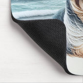 Bearded Collie Op het strand Muismat (Hoek)