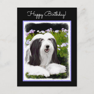 Bearded Collie Painting - Cute Original Dog Art Briefkaart