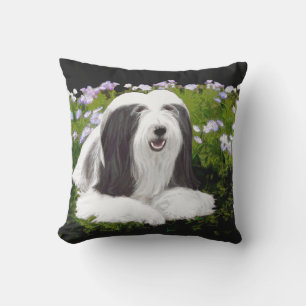 Bearded Collie Painting - Cute Original Dog Art Buitenkussen