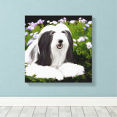Bearded Collie Painting - Cute Original Dog Art Canvas Afdruk (Insitu (Houten vloer))