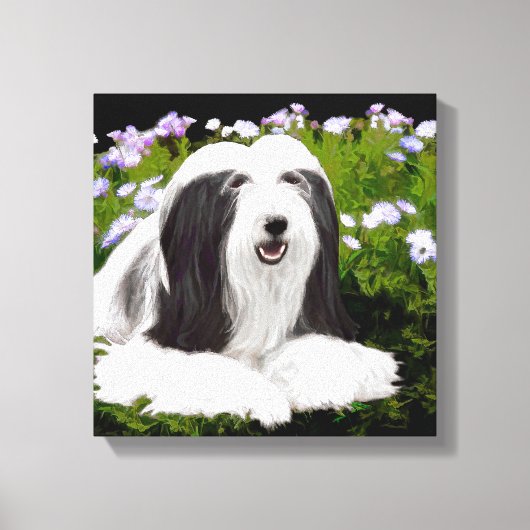 Bearded Collie Painting - Cute Original Dog Art Canvas Afdruk (Voorkant)