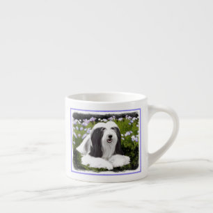 Bearded Collie Painting - Cute Original Dog Art Espresso Kop