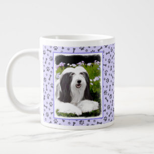 Bearded Collie Painting - Cute Original Dog Art Extra Grote Beker