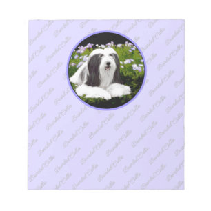 Bearded Collie Painting - Cute Original Dog Art Notitieblok
