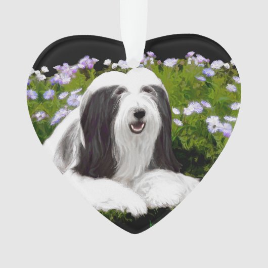 Bearded Collie Painting - Cute Original Dog Art Ornament (voorkant)