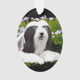 Bearded Collie Painting - Cute Original Dog Art Ornament
