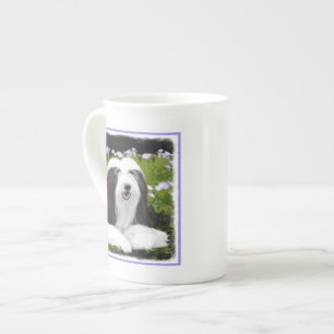 Bearded Collie Painting - Cute Original Dog Art Porselein Kop