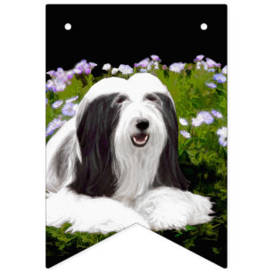 Bearded Collie Painting - Cute Original Dog Art Vlaggetjes