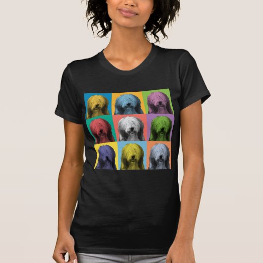 Bearded Collie Pop-Art T-Shirt (Voorkant)