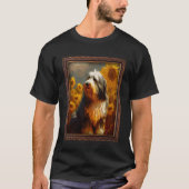 Bearded Collie Schilderij Zonnebloem Bloem Moeder T-shirt (Voorkant)