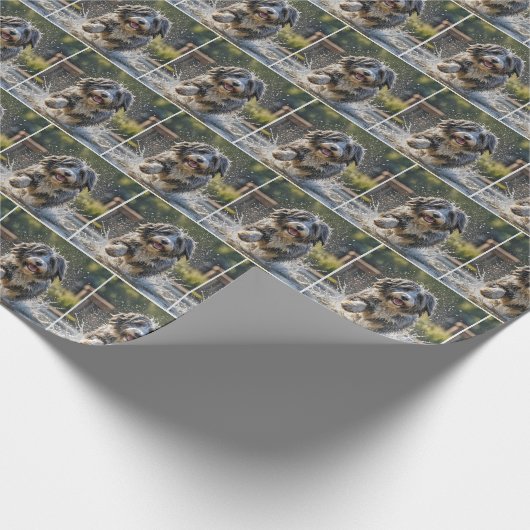 Bearded Collie spatten in plas Cadeaupapier (Hoek)