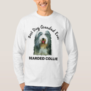 Bearded Collie waterverf Best dog grandad ever ooi T-shirt