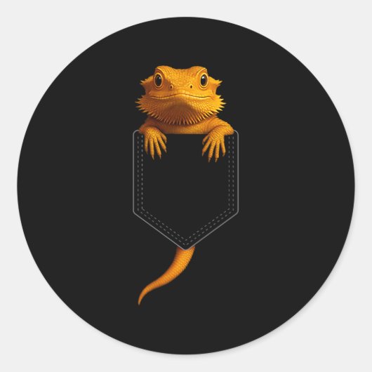 Bearded Dragon Cket Cute Exotic Lizard Reptile Pet Ronde Sticker (Voorkant)
