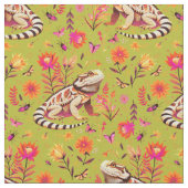 Bearded Dragon Floral op heldere groene achtergron Stof (Close Up)