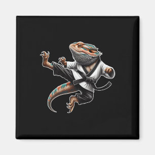 Bearded Dragon Flying Kick Pose Karate Samurai Nin Magneet