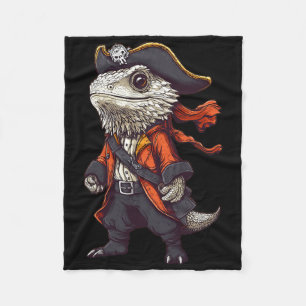 Bearded Dragon gekleed als een piraat grappig Hall Fleece Deken