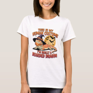 Bearded Dragon Halloween Witch Kostuumkunst T-shirt