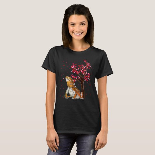 Bearded Dragon Heart Tree Bearded Dragon Valentin T-shirt (Voorkant volledig)