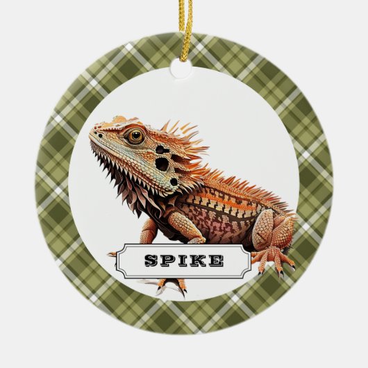 Bearded Dragon keramische cirkel Ornament (Voorkant)