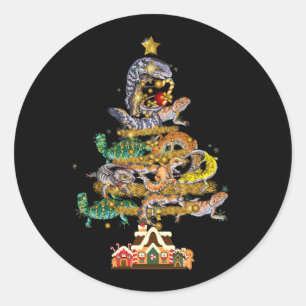 Bearded Dragon Kerstboom Decoratie Merry XMA Ronde Sticker