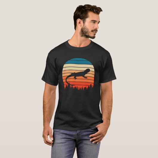 Bearded Dragon Lizard Reptile Retro T-shirt (Voorkant volledig)