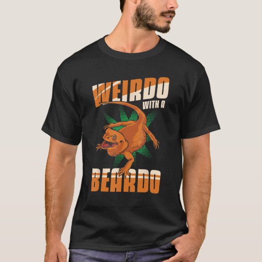 Bearded Dragon Lizard Weirdo met een Beardo lucife T-shirt (Voorkant)