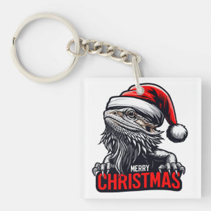 Bearded Dragon Xmas, Vrolijke Kerstmis Santa Lizar Sleutelhanger
